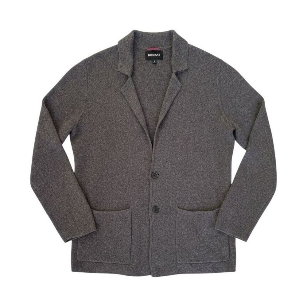 Bonobos Men's Gray Knit Collared Button Front Cardigan Sweater Pockets S